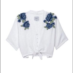 Rails Blue Rose Embroidery top size XS